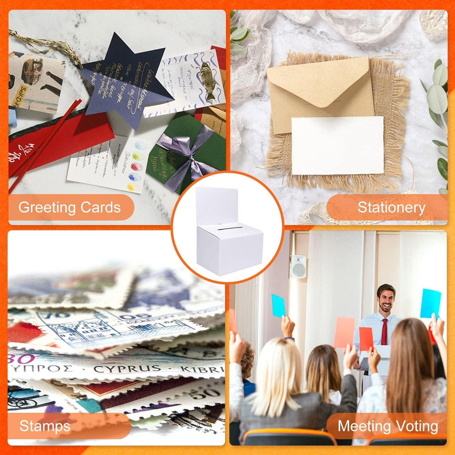 GRAWUN 12 Pack Cardboard Ballot Box with Slot, White Glossy Raffle Boxes 6.5x4.5x4.5Inch, Suggestion Boxes with Removable Slot,Donation Boxes for Fundraising, Collecting Card and Voting Contest