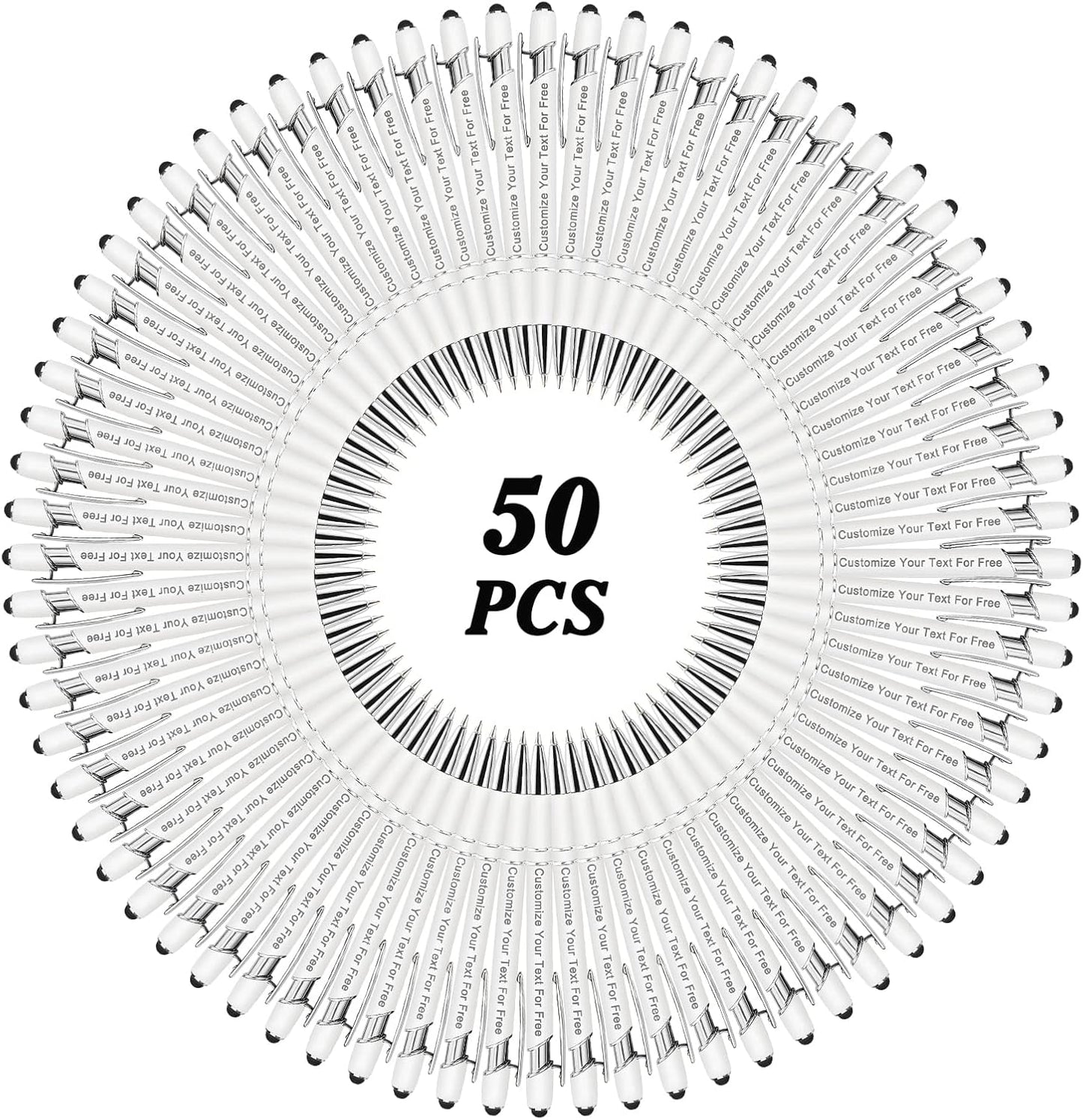 Max 500 Pcs Personalized Pens Bulk, Custom Pens with Free Engraving, Customized Stylus Tip Ballpoint Pen with Your Name Massage Text for School Office Business Graduation Anniversaries-50 Packs