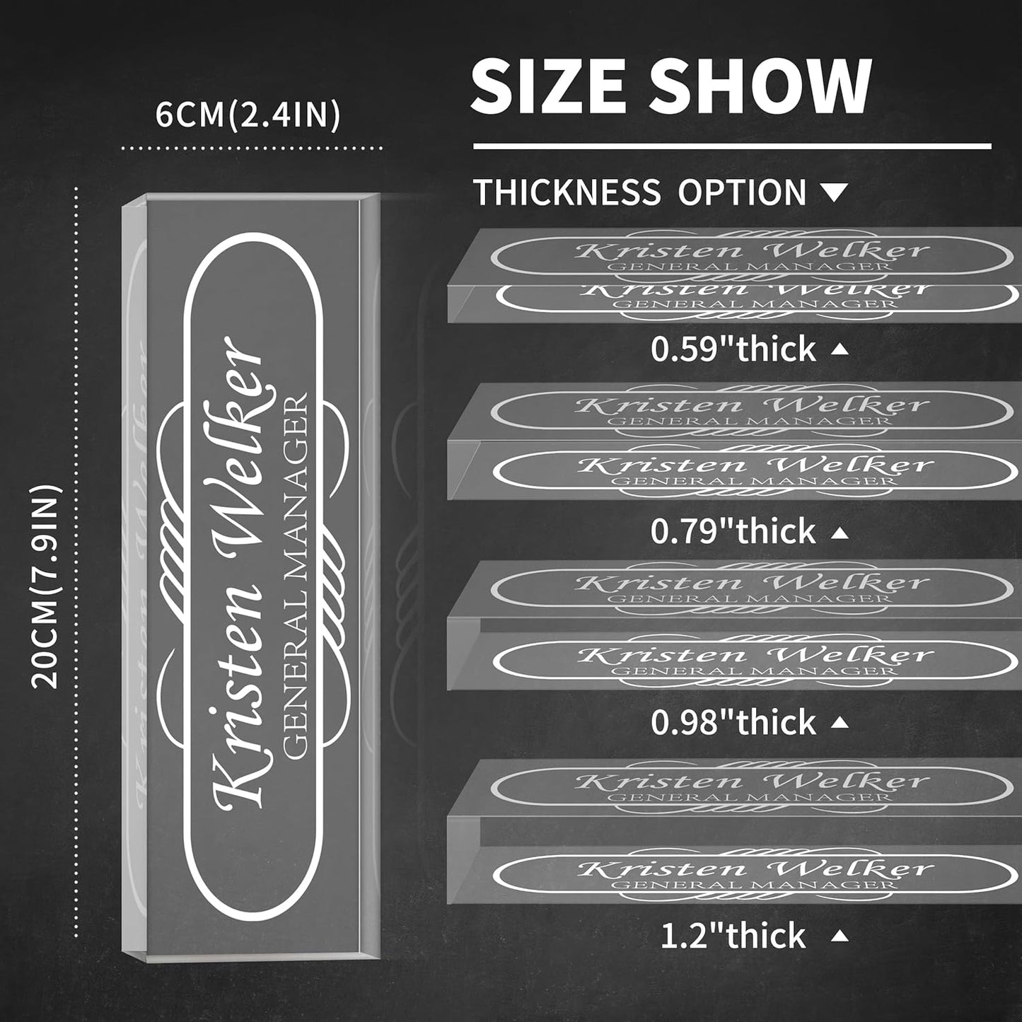 Gowellly Desk Name Plate Personalized - Custom Acrylic Name Plate for Desk - Enterprise Custom Logo/Text nameplates - Employee Appreciation Gifts (engrave-8)