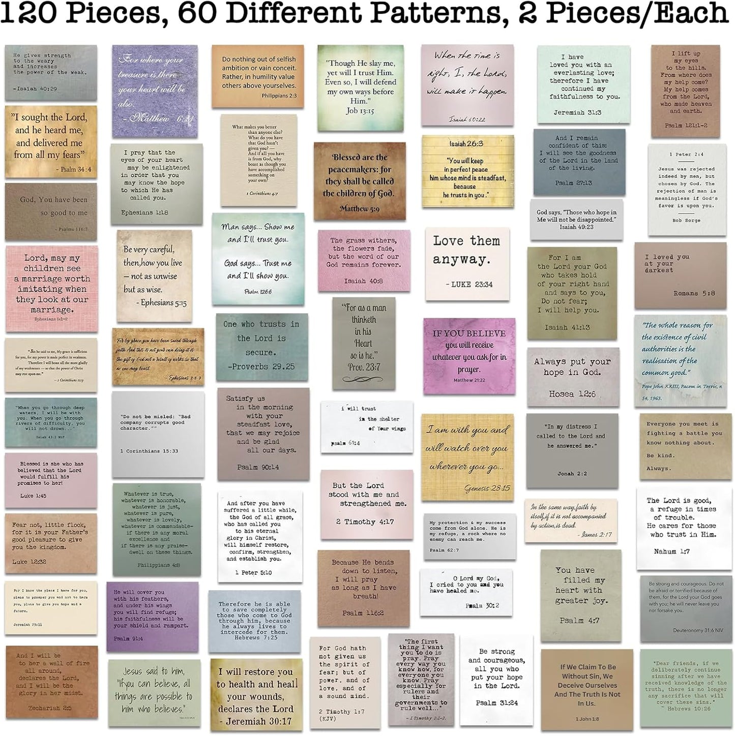 120 Pieces Retro Bible Verse Stickers (2 Pieces of Each), Inspirational Christian Vintage Journaling Stickers Typewriter Font Quotes Bible Study Supplies for Water Bottle Laptop Scrapbooking Decals