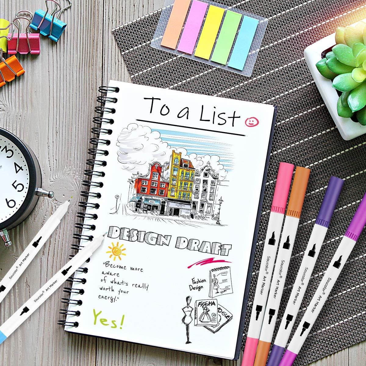 Soucolor Teacher Appreciation Gifts, College Graduation Gifts, 36 Colors Dual Tip Art Brush Markers Pens for Adult Coloring Books Kids Note taking Planner Lettering Drawing Preppy School Stuff