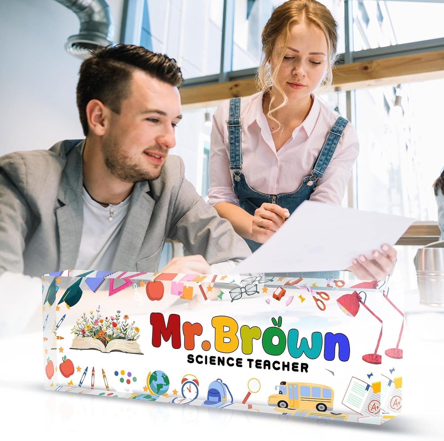 Custom Name Plate for Desk, Teacher Desk Name Plate Personalized, Office Desk Decor for Women and Men, Employee Appreciation Gifts Office Gifts for Teacher