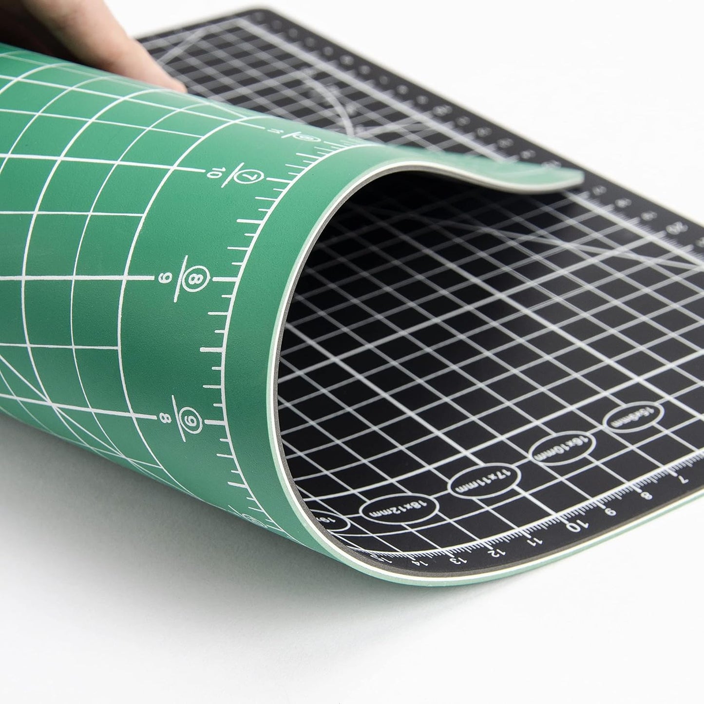 Ecraft Self Healing Sewing Mat - 9" x 12" Double Sided 5-Ply Cutting Mat for Craft, Sewing, Fabric,Quilting,Scrapbooking Project - Rotary Board Mats in Green/Black