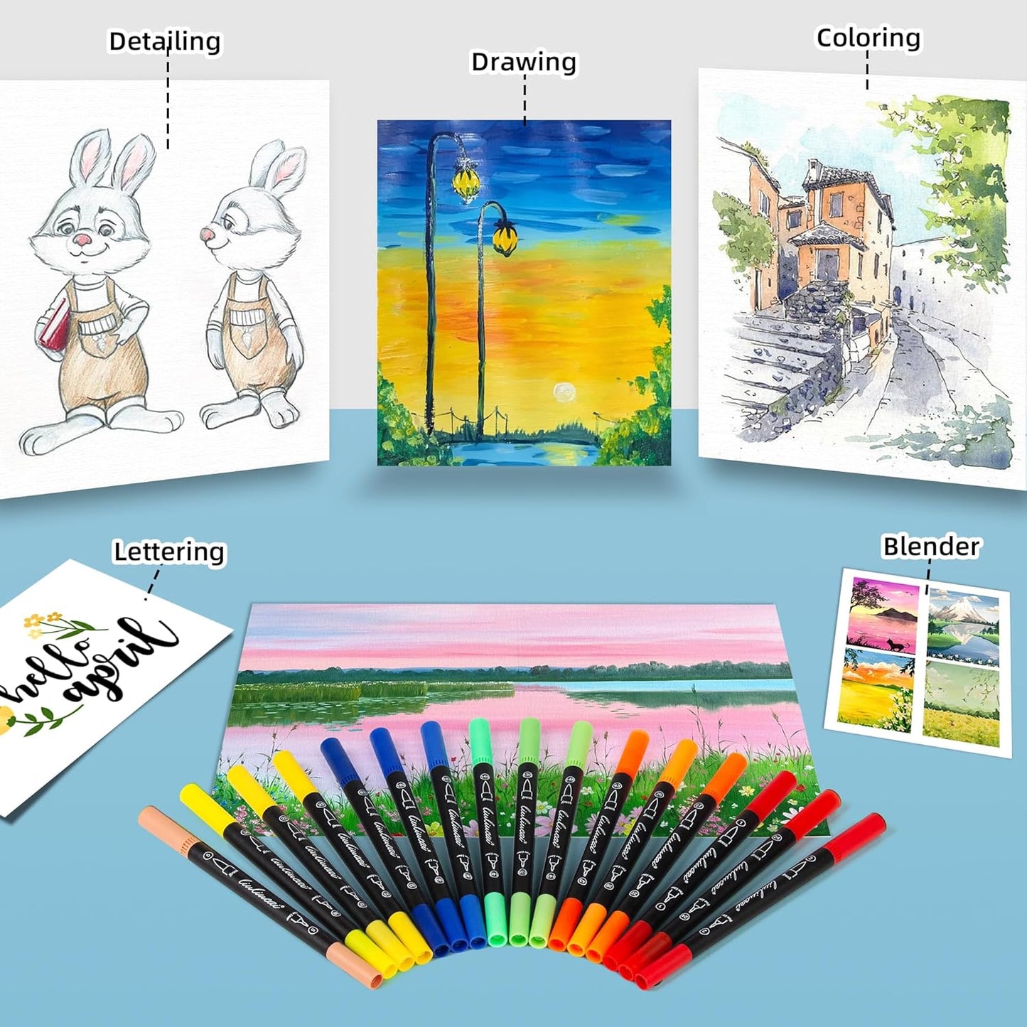 Duo Tip Brush Coloring Pens,200 Colors Art Markers Set,Fine & Brush Tip Pen for Adults Coloring Book Bullet Journals Planner Writing Drawing Note Taking