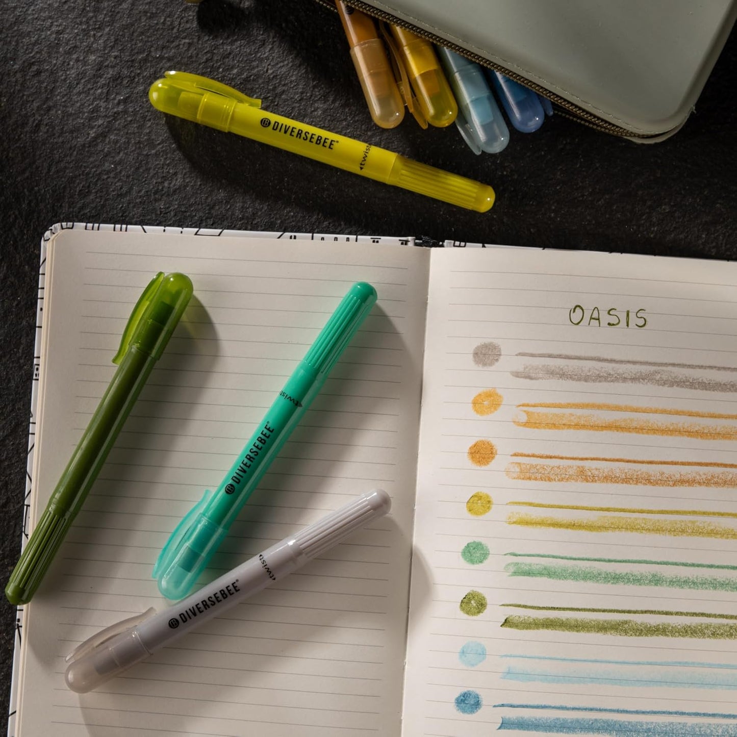 DIVERSEBEE Bible Highlighters and Pens No Bleed, 8 Pack Assorted Colors Gel Highlighters Set, Cute Bible Markers Study Journaling School Supplies and Accessories (Oasis)