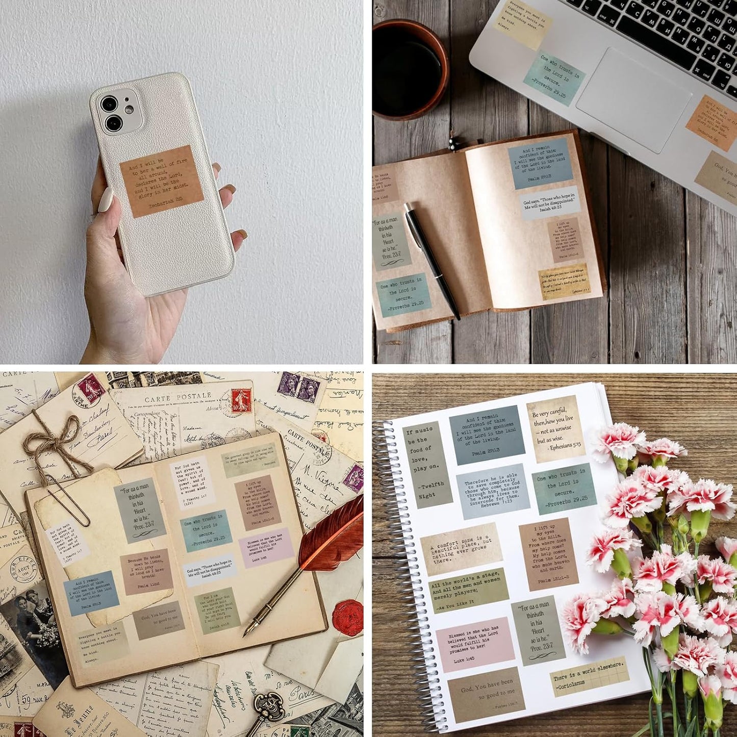 120 Pieces Retro Bible Verse Stickers (2 Pieces of Each), Inspirational Christian Vintage Journaling Stickers Typewriter Font Quotes Bible Study Supplies for Water Bottle Laptop Scrapbooking Decals