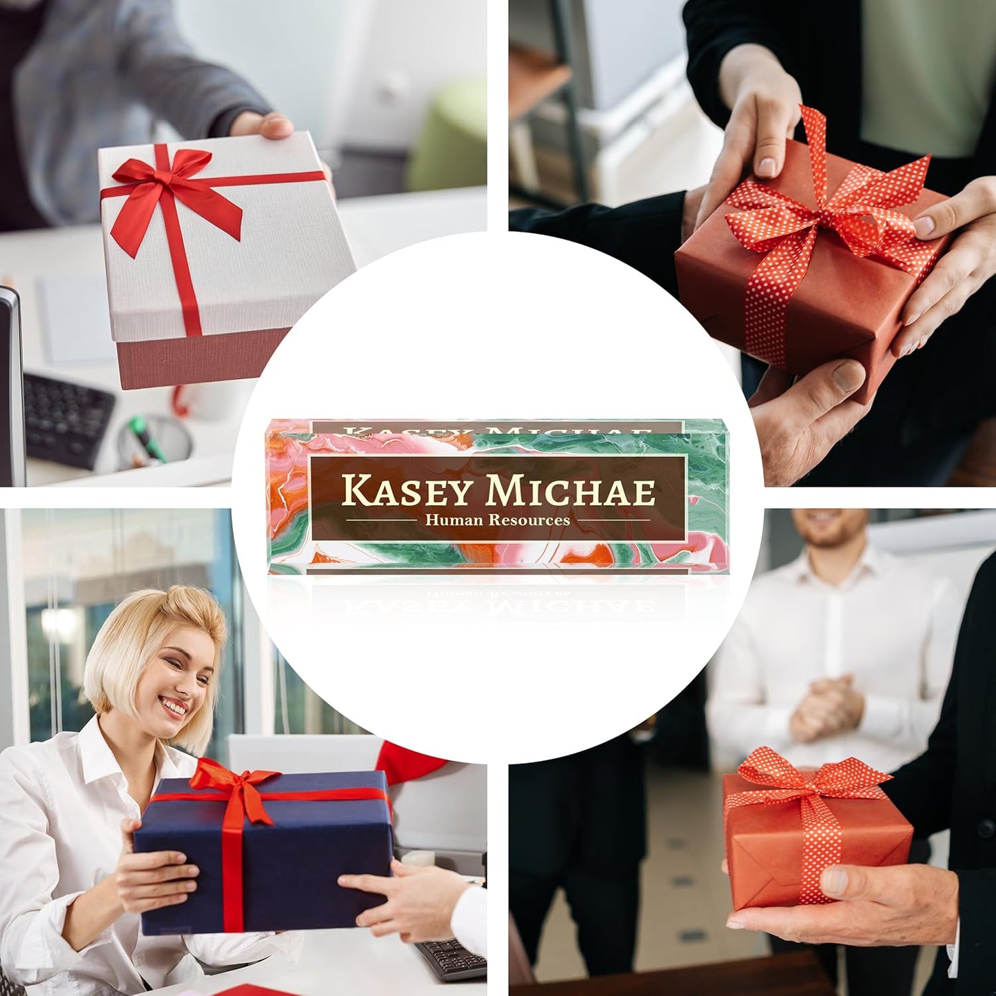 Desk Name Plate Personalized, Custom Name Plates for Desks, Employee Appreciation Gifts,Acrylic Desk Ornaments (Ink Painting)