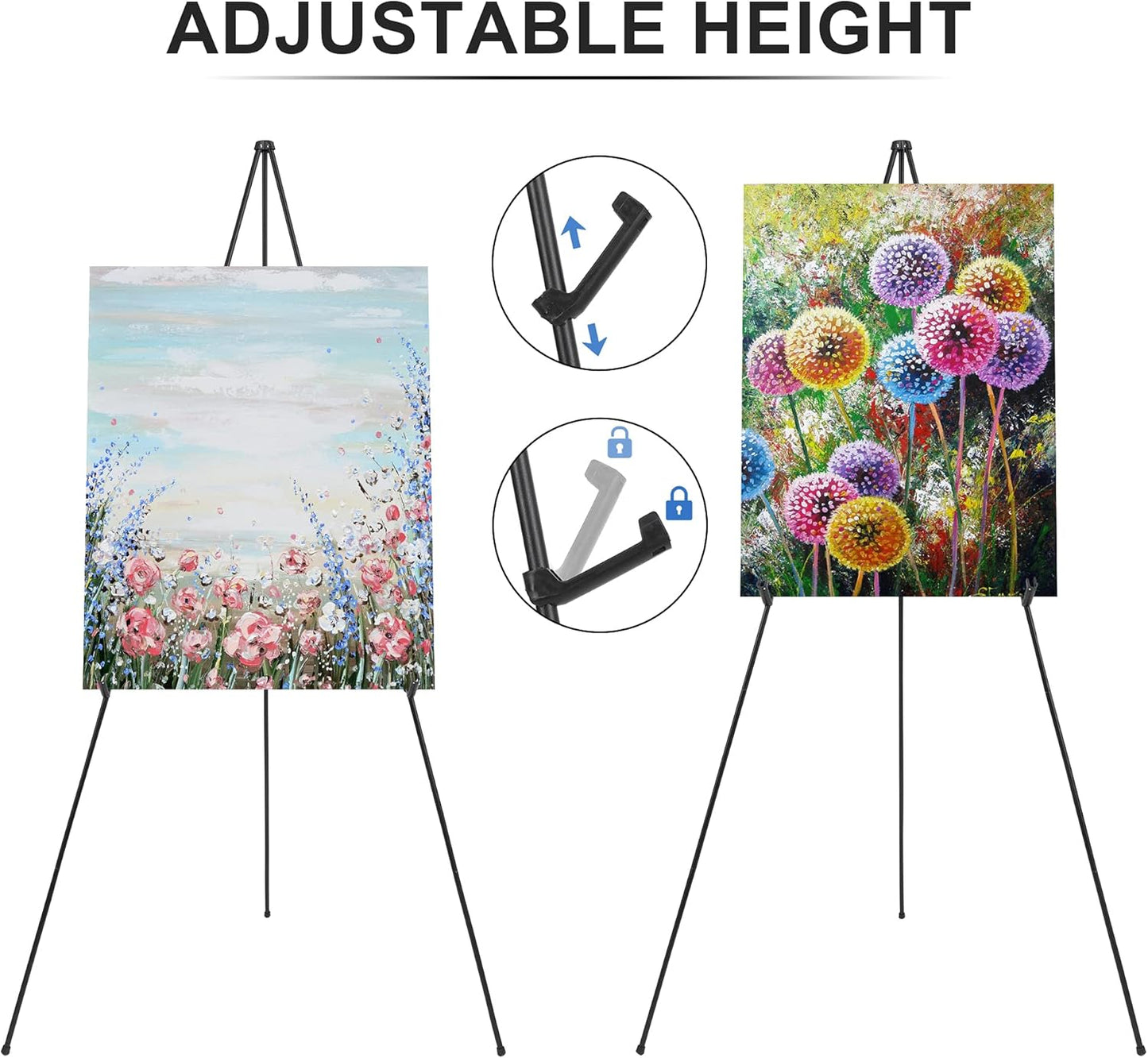Easel Stand for Sign 63'' Art Easels for Display Wedding Welcome Poster Stand Portable Floor Metal Easel Black 3 Pack