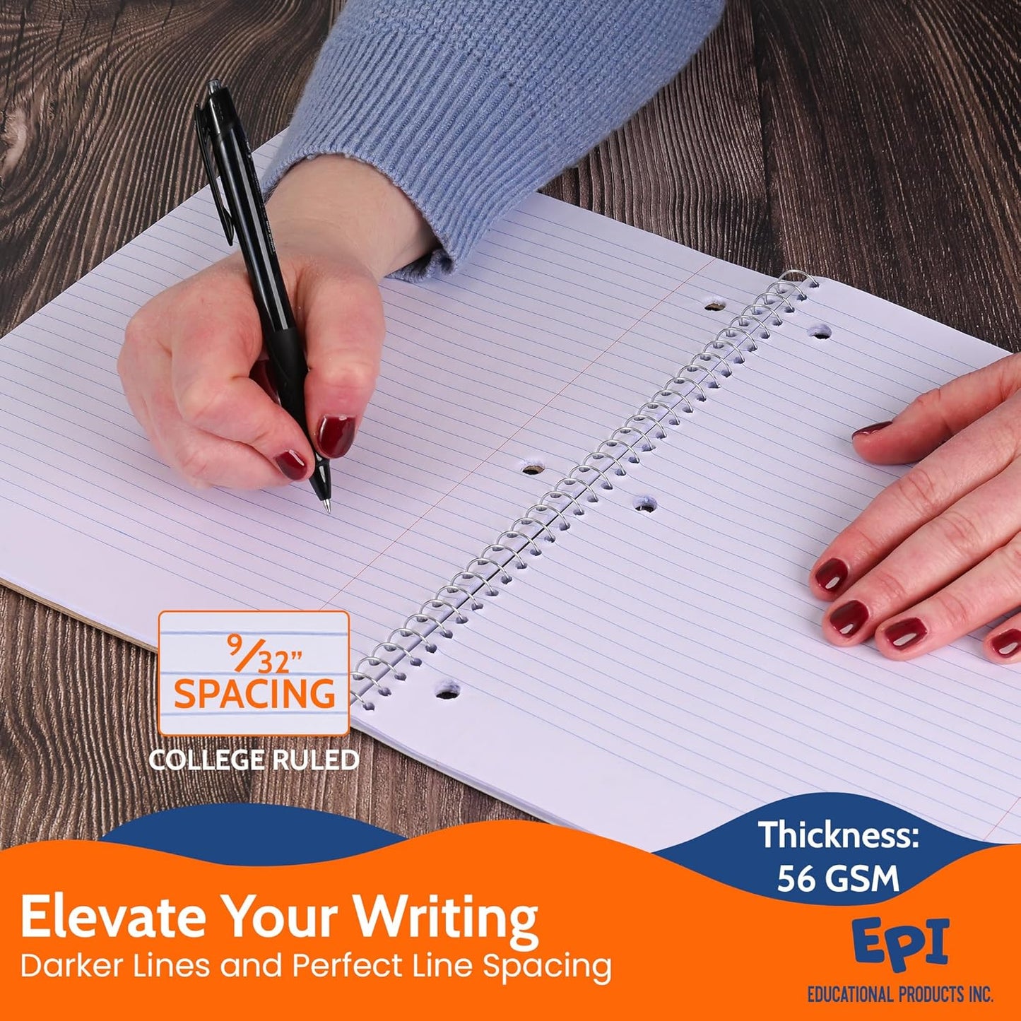 EPI Spiral Notebook | 1 Subject - College Ruled - 70 Sheets, Durable Spiral Binding | 10.5 x 8 in | Classroom Supplies | School, Office, Note Taking, Journaling - 12 Pack