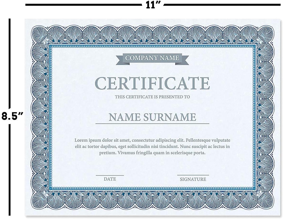 Elite Blue & Blue Parchment Certificate Papers - Pack of 100, Laser & Inkjet Printer Compatible, For Office, Business Awards, Graduation, School Diplomas, 8-1/2" x 11" on 60 lb. Text Stock