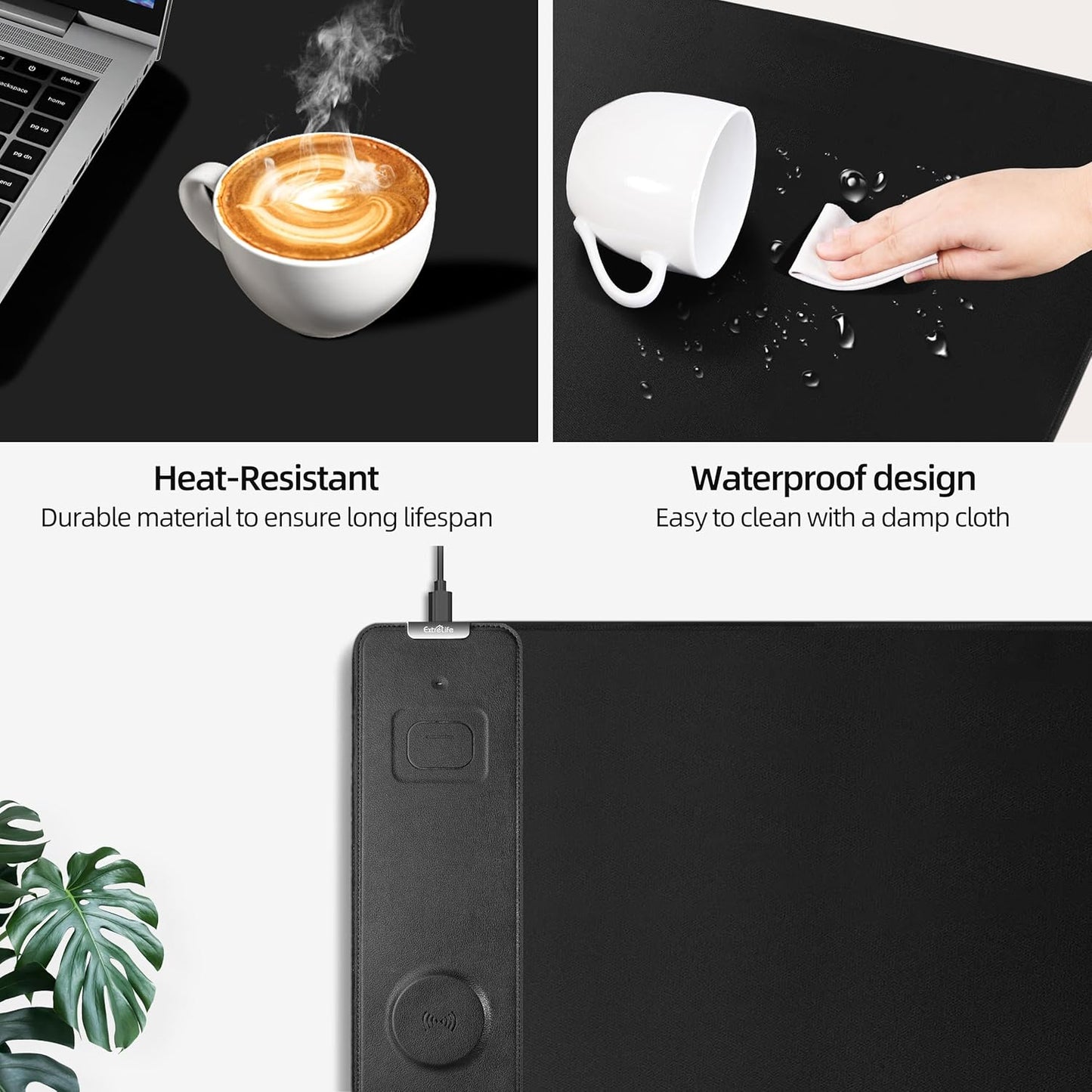 Mouse Pad with Wireless Charging, Gaming Mouse Pad with Ultra-Smooth Surface, Large XXL Desk Mat, Non-Slip, Waterproof Computer Keyboard Pad, 800x400x4MM, Included 20W PD Power Adapter