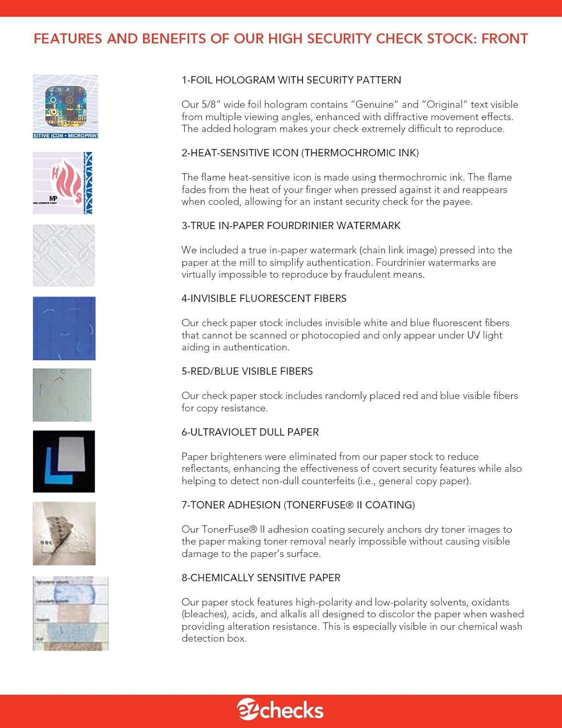 EZ Checks Premium Blank Hologram High Security Laser Check Stock | 500 Sheets (Brown/Yellow, Check at Top)