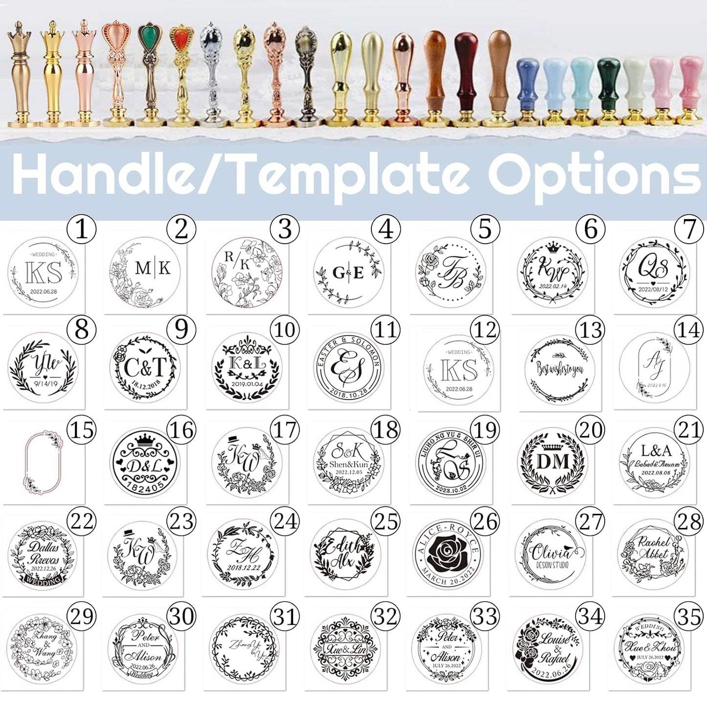 Custom Wax Seal Stamp Personalized Wedding Wax Seal Stamp with Handle for Crafting Wedding Invitation Envelopes Wine Decoration Christmas Gift