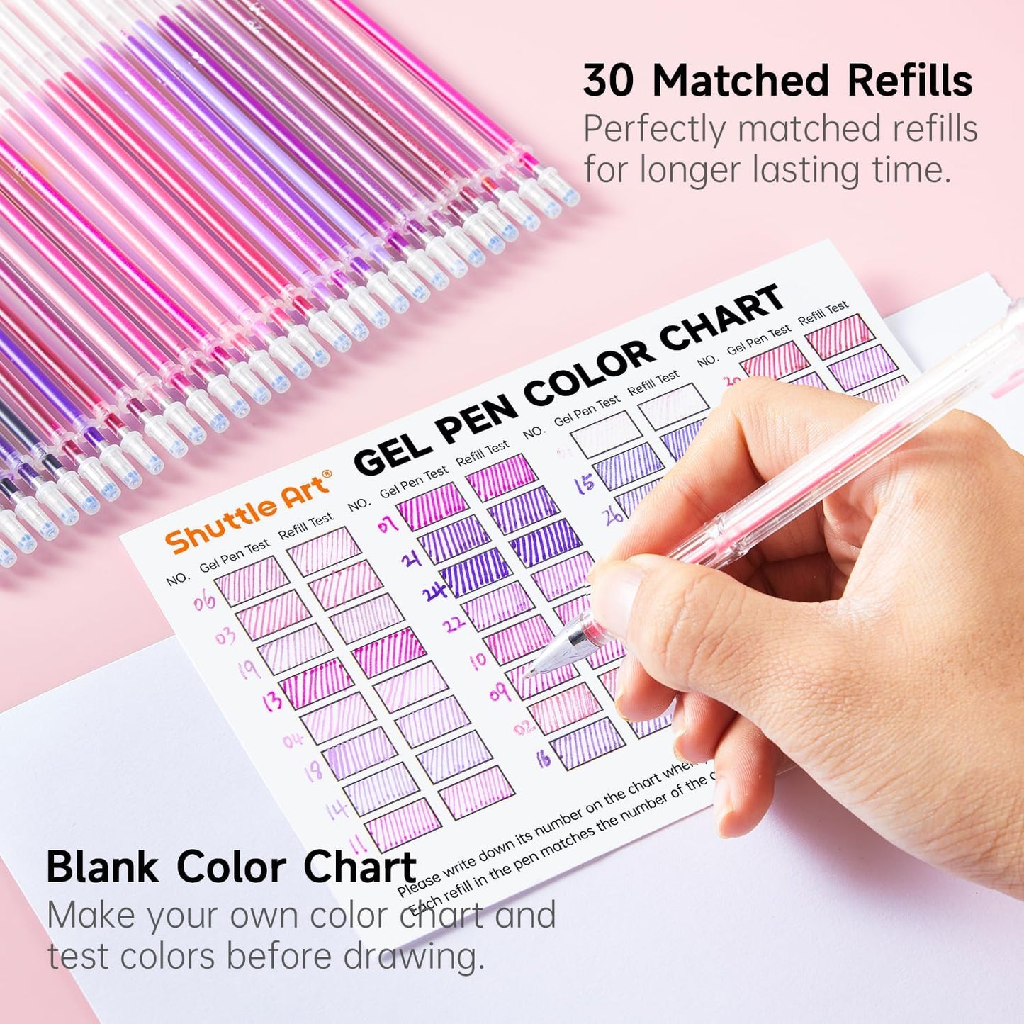 Shuttle Art 60 Pack Tone , Pink Purple Gel Pens with 30 Refills for Adults Coloring Books Journaling Drawing Nature, Landscapes, Animals Scenes