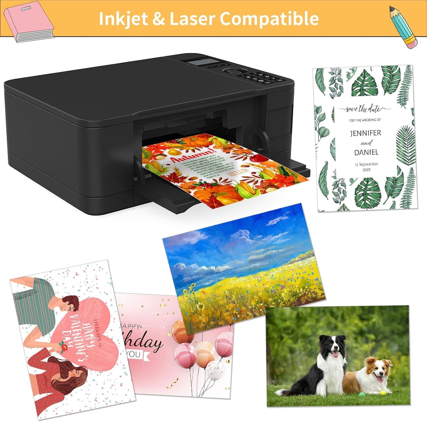 120 Sheets White Shimmer Cardstock 8.5 x 11 Inch Certificate Paper Card Stock, 250gsm/92lb Double Sided Printer Paper Pearlescent Paper for Invitations, Certificates, Crafts, DIY Cards