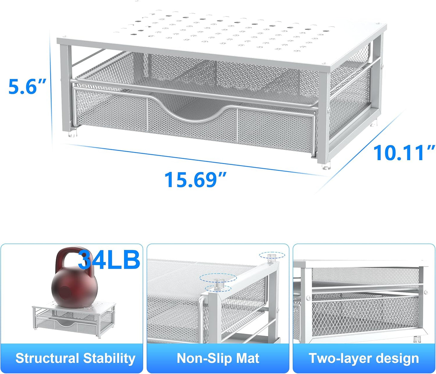 gianotter Computer Monitor Stand Riser, office organizer with Drawer, Office Organizers Storage for Classroom Office Supplies (White)