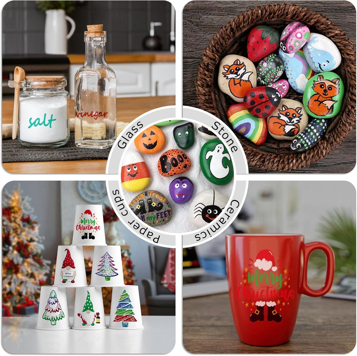 Pink Paint Markers, 5 Pack Oil-Based Waterproof Quick Dry Permanent Paint Pen Set for Rocks Painting, Wood, Fabric, Plastic, Canvas, Glass, Mugs, Metal, Tire, Stone, DIY Craft