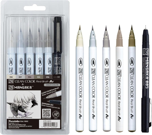 Kuretake Zig Inktober pen set, for Illustration, Manga Drawing, Lettering and Calligraphy, Professional Artist, Made in Japan (Special 24(6pcs.))