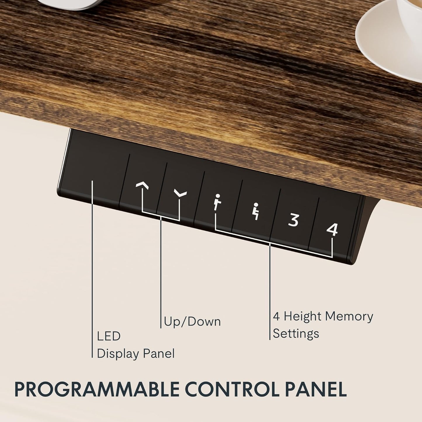 FLEXISPOT EN1 One Piece Standing Desk, 48" x 30" Electric Height Adjustable Sit Stand Desk for Home Office (White Frame + 48" Rustic Top, 2 Packages)