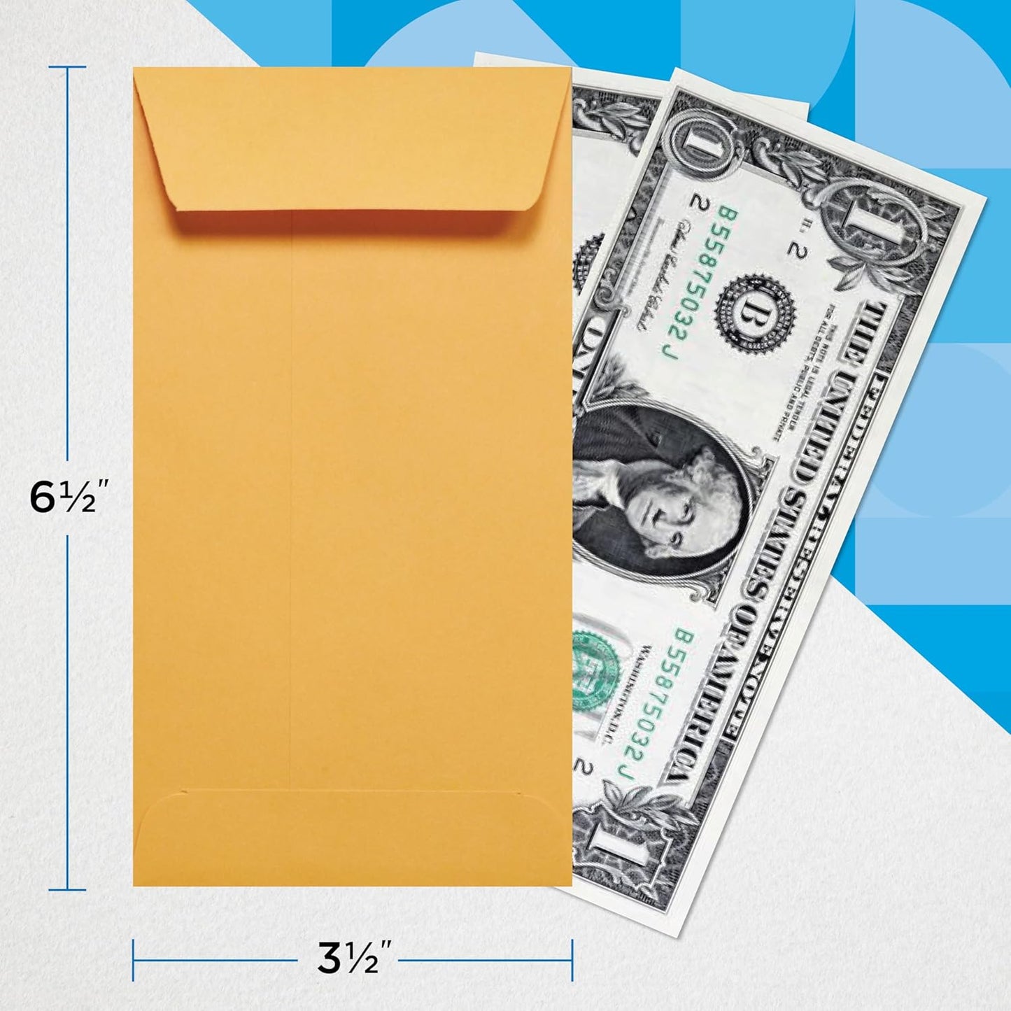 Guardian #7 Paper Coin Envelopes - Made in America with Gummed Flaps, Pack of 500 Blank Cash Envelopes for Coins, Receipts, Seeds, Small Parts Storage, and More, 3 ½ x 6 ½ Inches, Brown