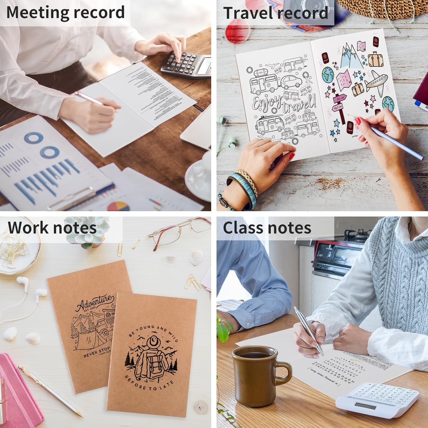 EOOUT 48pcs Blank Kraft Notebooks, Bulk Journals for Kids, 60 Pages/80GSM, 8.3 X 5.5 Inch, Travel Journal Set, for Travelers, Students and Office Supplies