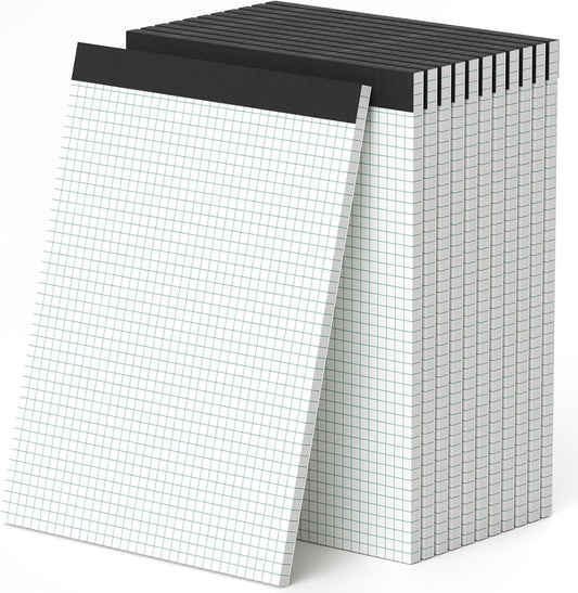 Graph Paper 8.5 x 11 Grid Paper Pad Quad Ruled, 12 Pack, 30 Sheets per Pad, White, 4x4 (4 Squares per inch), Easy-Tear Perforations, 8.5"x11" Quad Ruled Grid Paper Pad