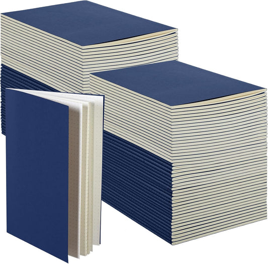 100 Pcs Kraft Notebook Journals 5.5 Inch x 8.3 Inch A5 Softcover Notebooks Bulk for Writing Sketch Office Notepad with 60 Pages 30 Sheets (Navy,Dot)