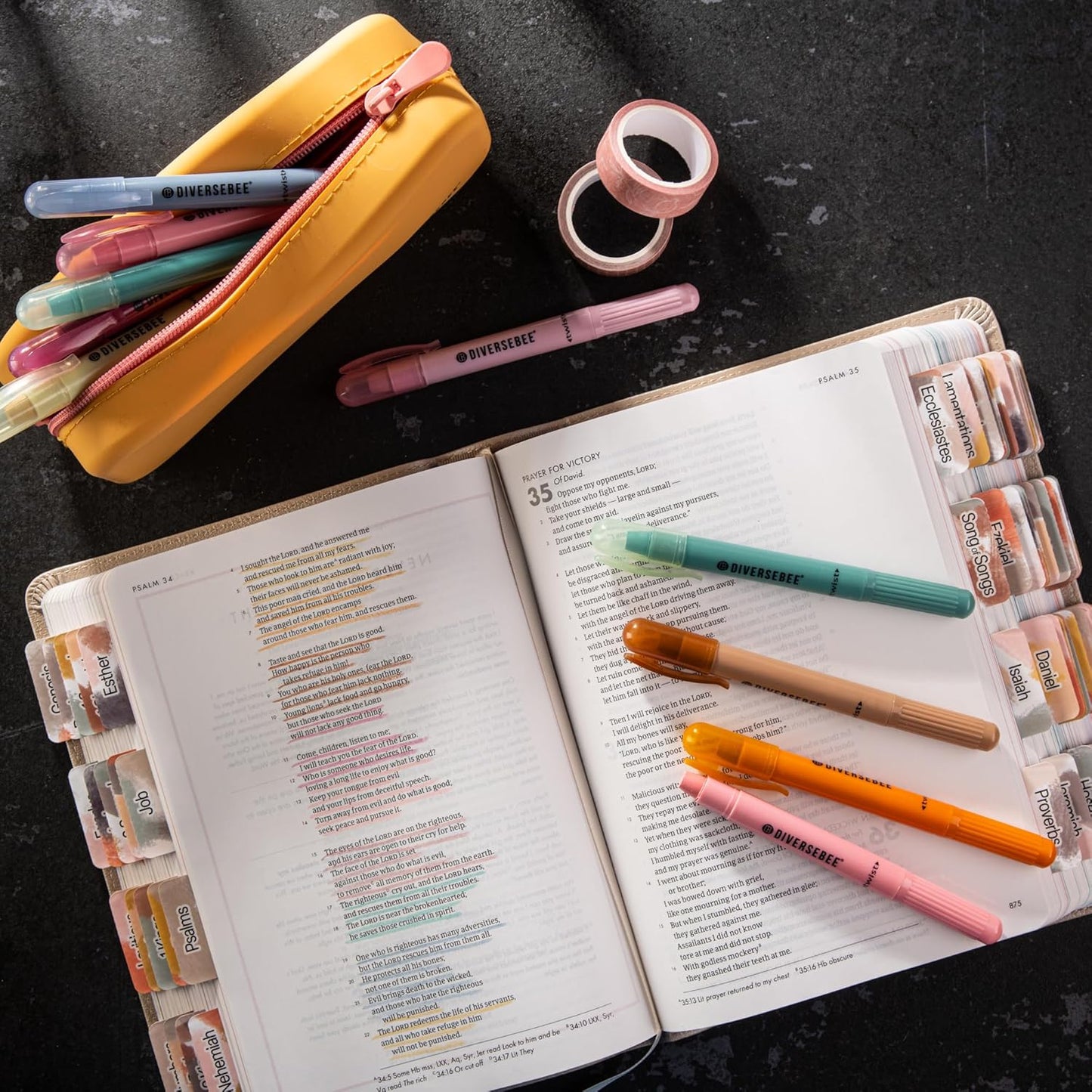 DIVERSEBEE Bible Highlighters and Pens No Bleed, 8 Pack Assorted Colors Gel Highlighters Set, Cute Bible Markers Study Journaling School Supplies and Accessories (Vintage)