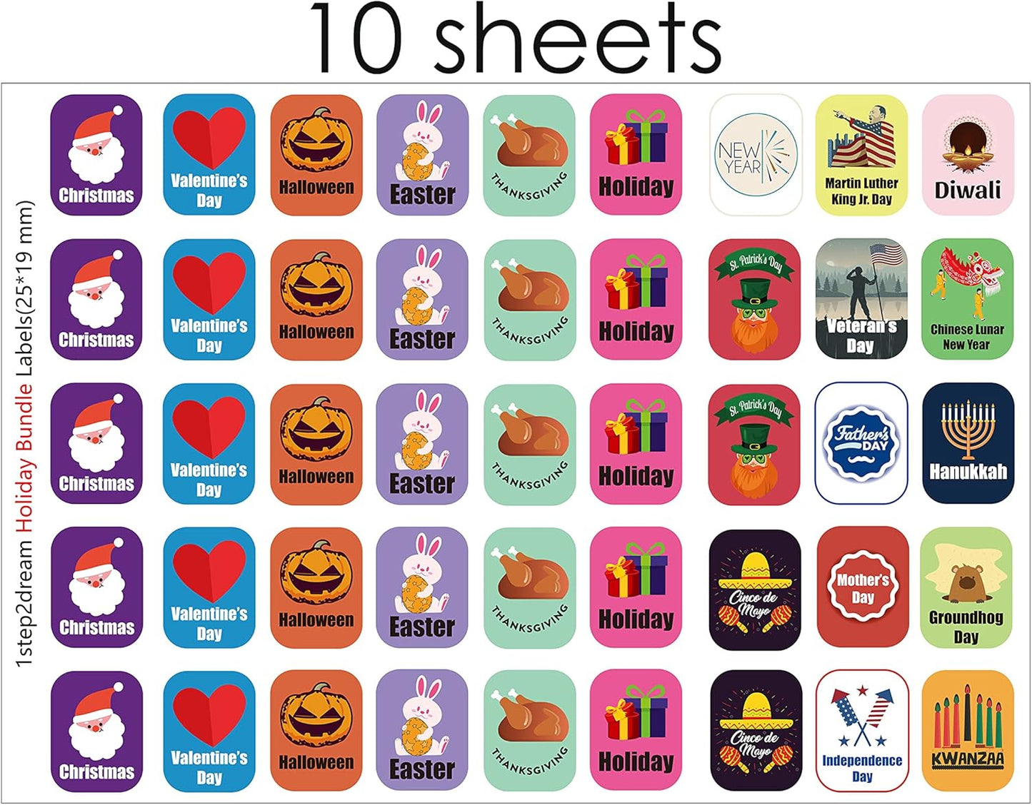 Genre Book Spine Labels for Library | Classroom Library Classification Stickers 450pcs | 19 Holiday Designs Bundle Set