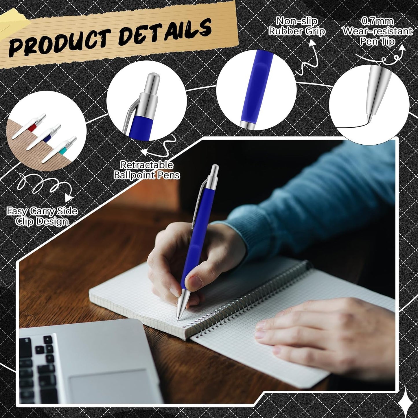 120 Pack Ballpoint Pens Bulk Retractable Gel Ink Pens Back to School Supplies 0.7mm Medium Point Black Ink Smooth Writing for School Office Journal Teacher Student Gifts(Colorful)