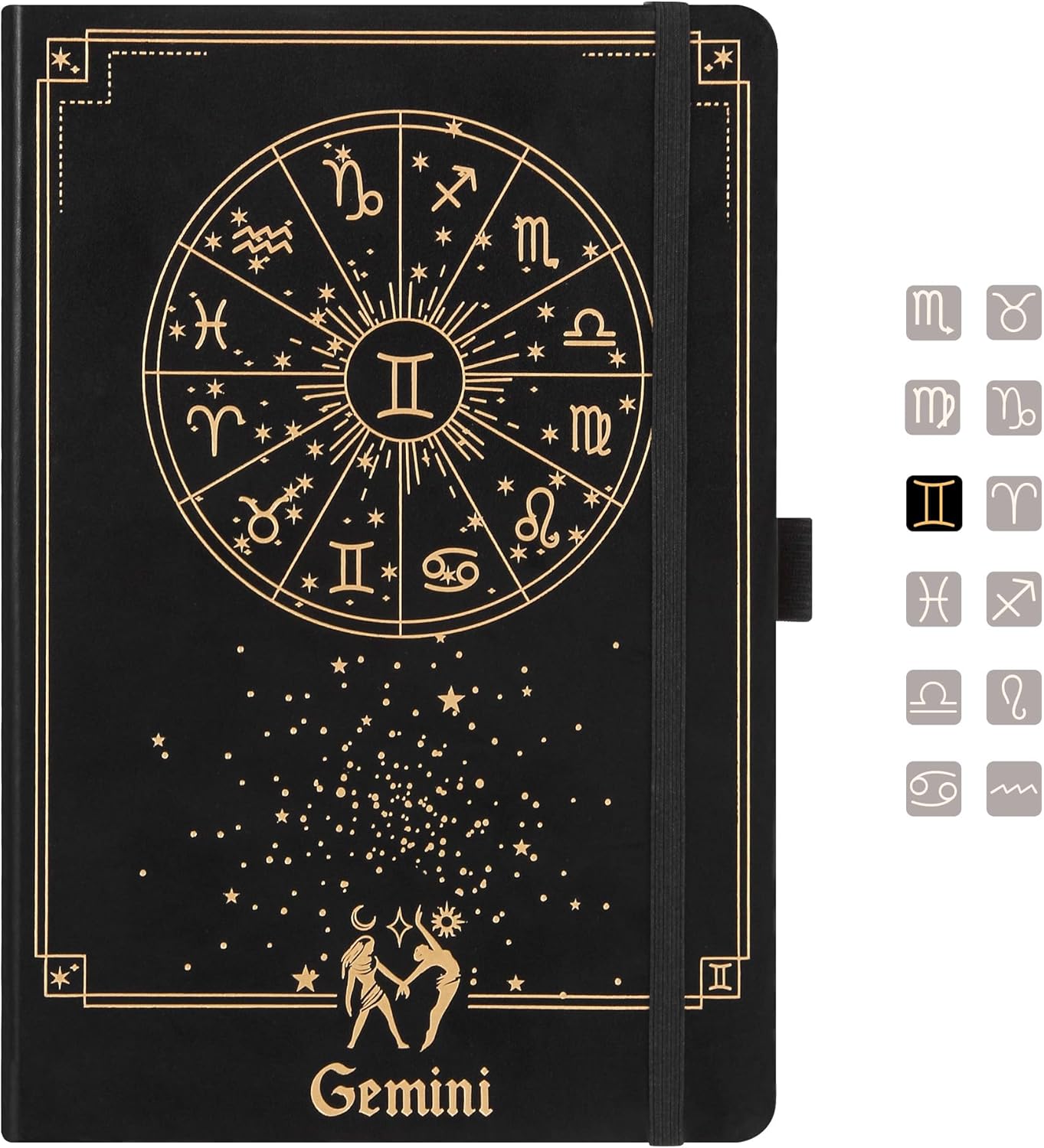 Gemini Zodiac Astrology Undated Monthly Weekly Daily Planner Journal Hardcover A5 5.7" x 8.3" 160 Pages 100GSM Paper 2025 2026 2027 Holidays Calendar