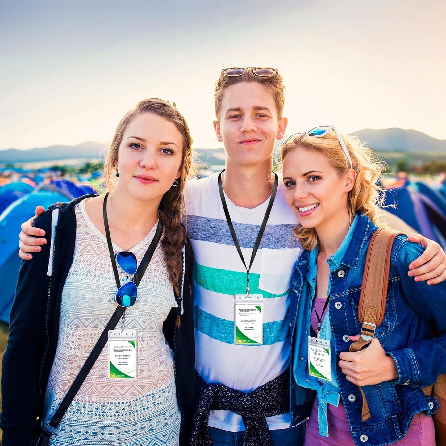 Fumete 100 Sets Name Tag Lanyards with ID Badge Holder Durable Clear Cruise Teacher Lanyards with Plastic Waterproof ID Badge Holders Bulk for Adults Teacher School Office Ship Cards(Black)