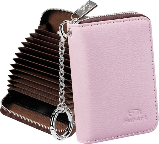 FurArt Zipper Wallet Women, RFID Blocking Credit Card Wallet, Business Card Holder, Compact Size KeyChain Wallet