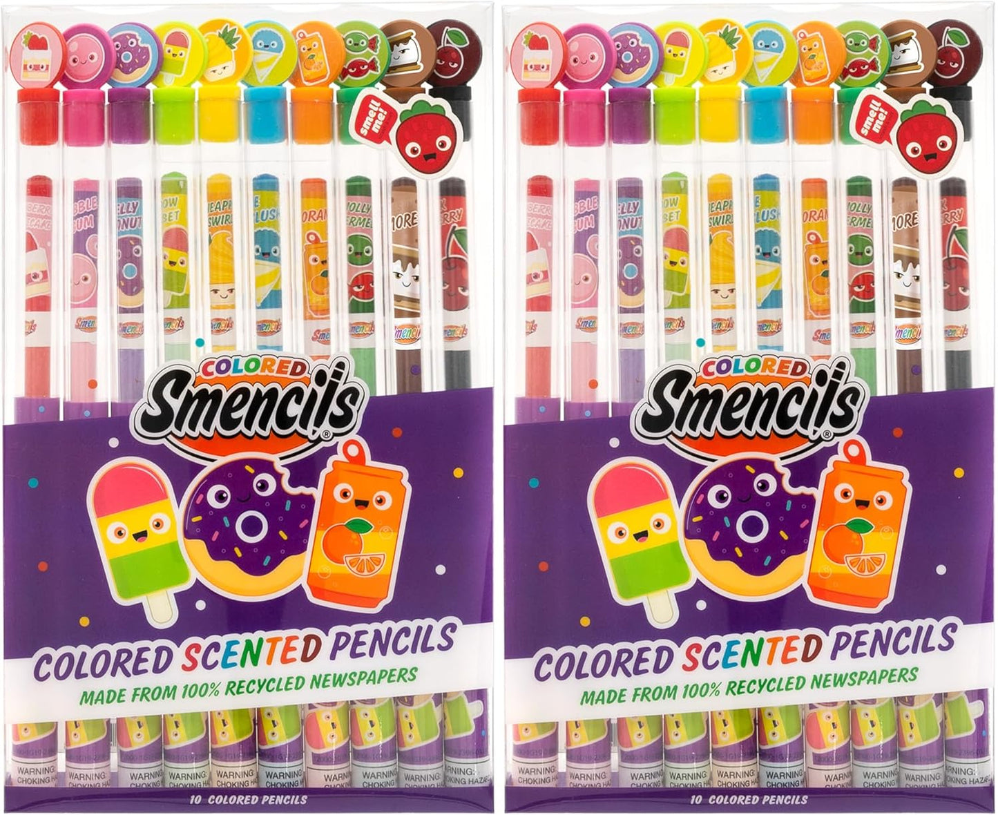 Colored Smencils (2 Pack) - Patented Gourmet Scented Colored Pencils made from Recycled Newspapers, 10 Count, Gifts for Kids, School Supplies, Classroom Rewards