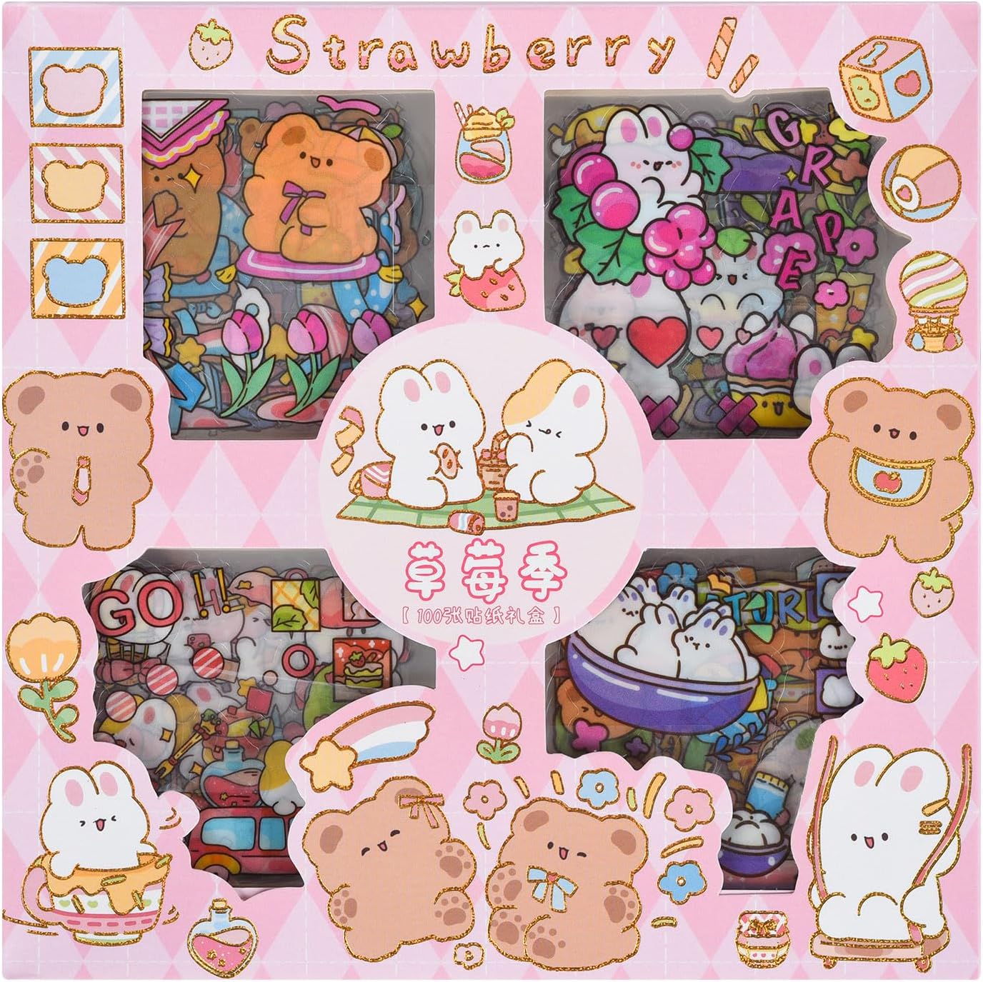Cute Cartoon Animals Scrapbook Stickers - 100 Sheets Kawaii Aesthetic Transparent Sticker for Journaling Planner Album Calendars Notebook DIY Craft Decorations
