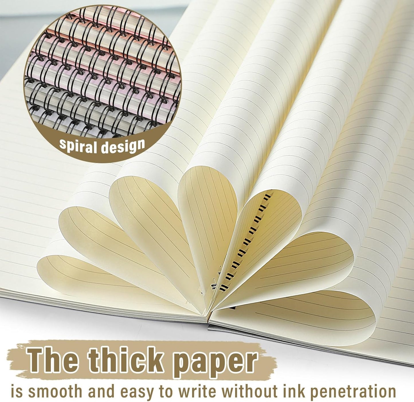 Fuutreo 12 Pcs Spiral Notebook for Work A5 8.3 x 5.7 Inch College Ruled Spiral Journal Notebook Kraft Cover Notebook Ruled Paper, 12 Color, 60 Sheets, 120 Pages for Office School (Vibrant Color)