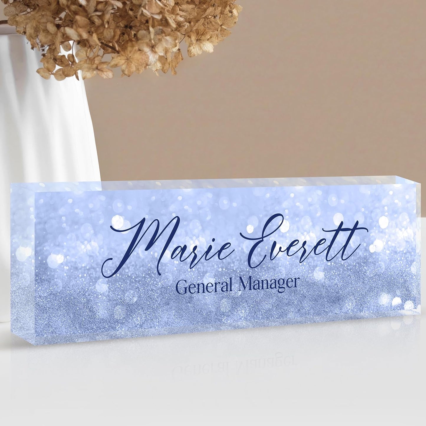 Custom Name Plate for Desk | Personalized Desk Name Plate | Personalized Boss Employee Appreciation Gifts | Acrylic Name Plate Office Desk Accessories (A-Blue Quartz)