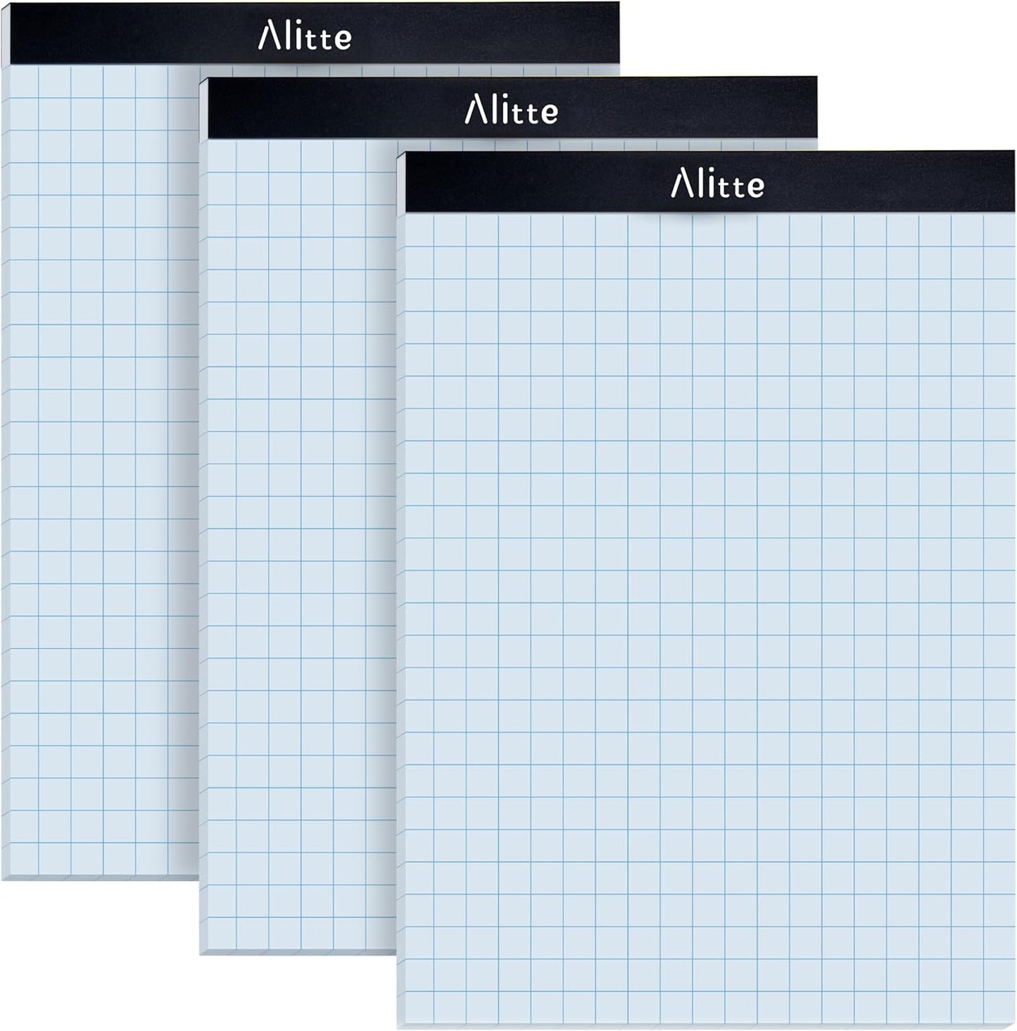 Graph Paper Pad, Pack of 3, White Letter Size - 2x2 Quad Grid Paper, Easy-Tear Perforations, 8.5 x 11 Cardboard Backing - Graph Notepads for School, Office -50 Sheets per Pad