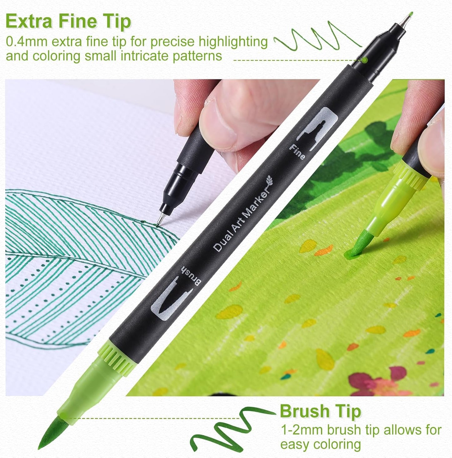 nauets 60 Colors Brush & Fine Dual Tip Watercolor Markers Set for Kids Adults Coloring Books No Bleeding Paint Pens For Drawing Note taking Planner Calligraphy Journaling Card Making Art Supplies