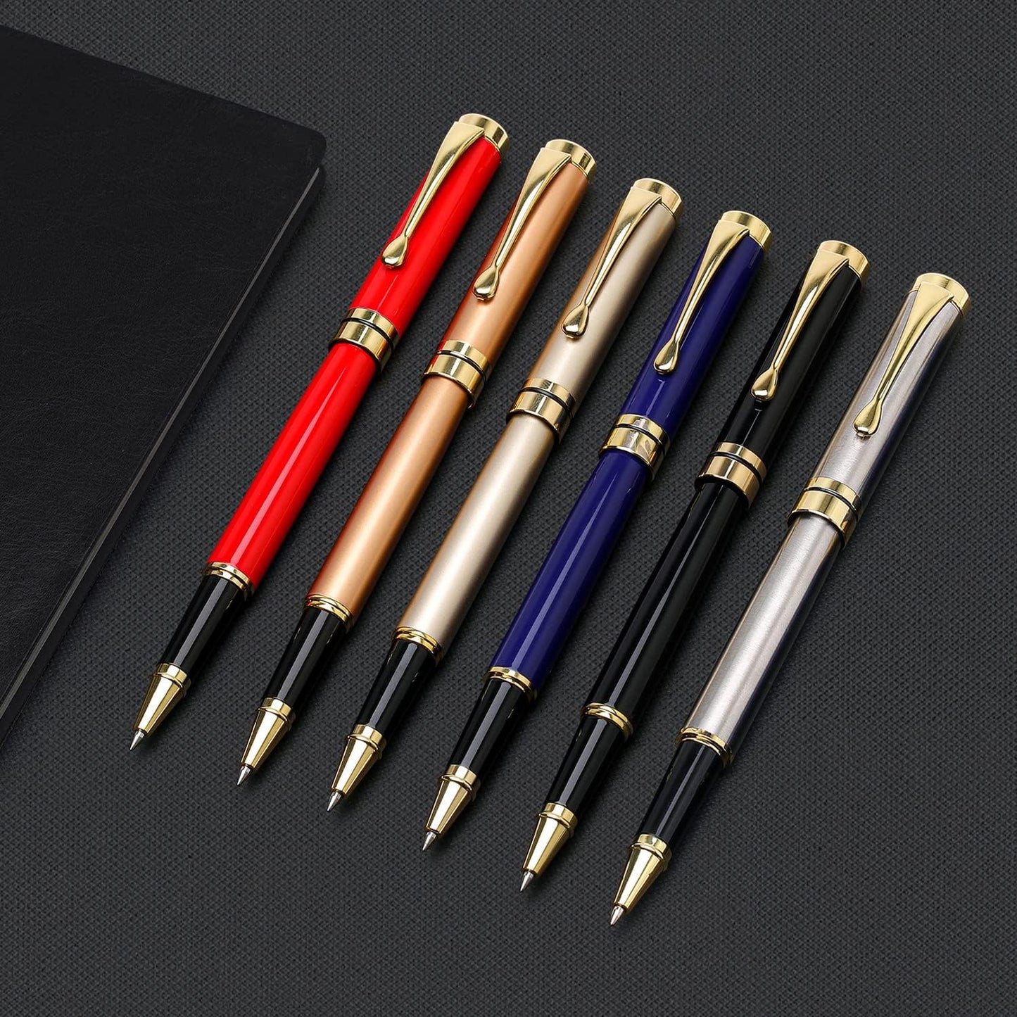 YIVONKA Luxury Ballpoint Pens Best Ball Pen Gift Set for Men & Women Professional Executive Office Nice BallPens Classy Gift Box Ballpoint Black Refill Line width 0.5mm (Red Gold)