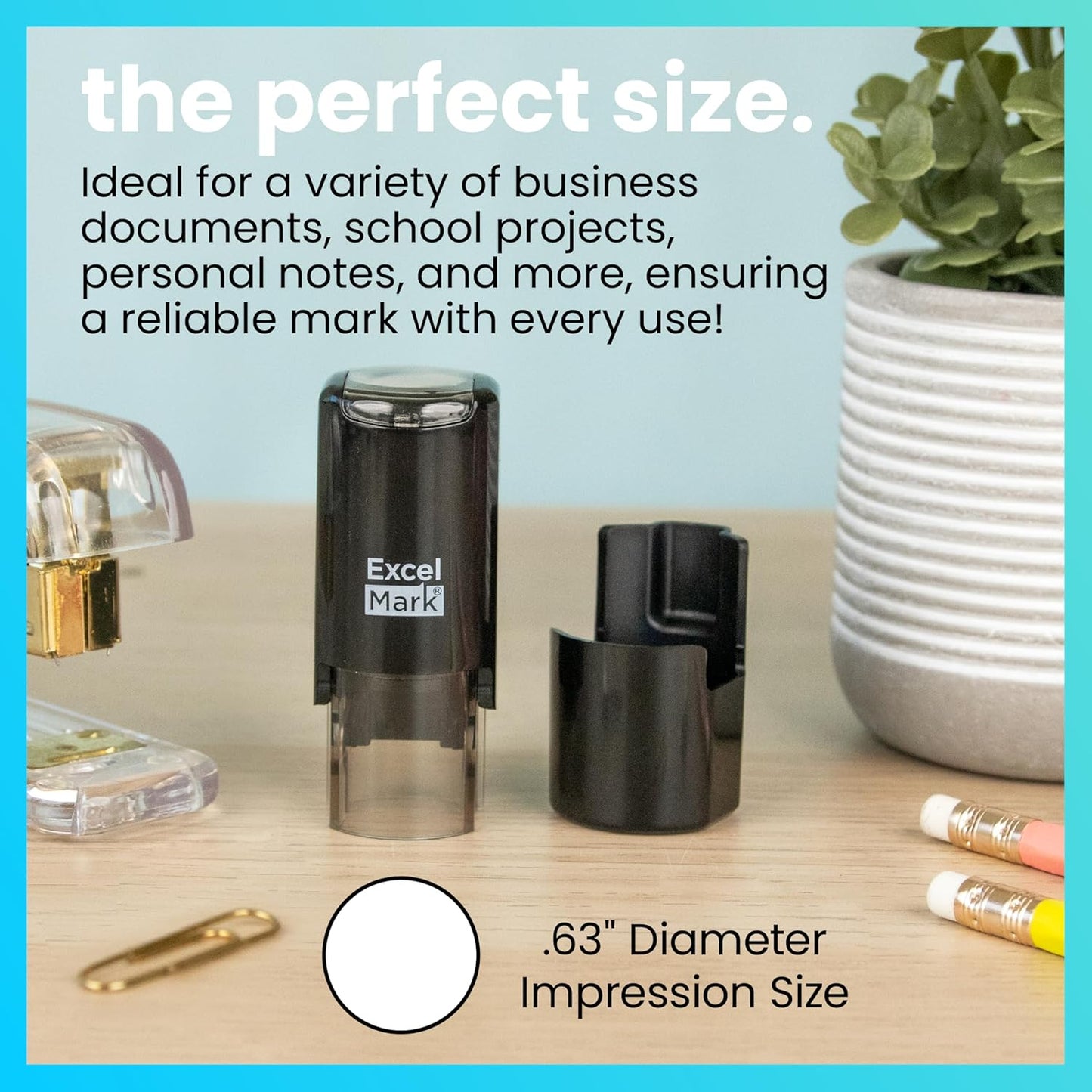 ExcelMark Round Teacher Stamp - Smiley FACE 1 - RED Ink