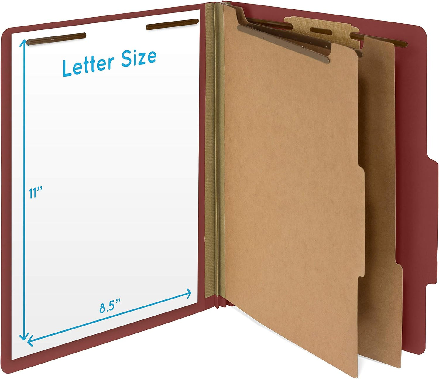 10 Red Classification Folders - 2 Divider - 2 Inch Tyvek Expansions - Durable 2 Prongs Designed to Organize Standard Medical Files, Law Client Files, Office Reports - Letter Size, Red, 10 Pack