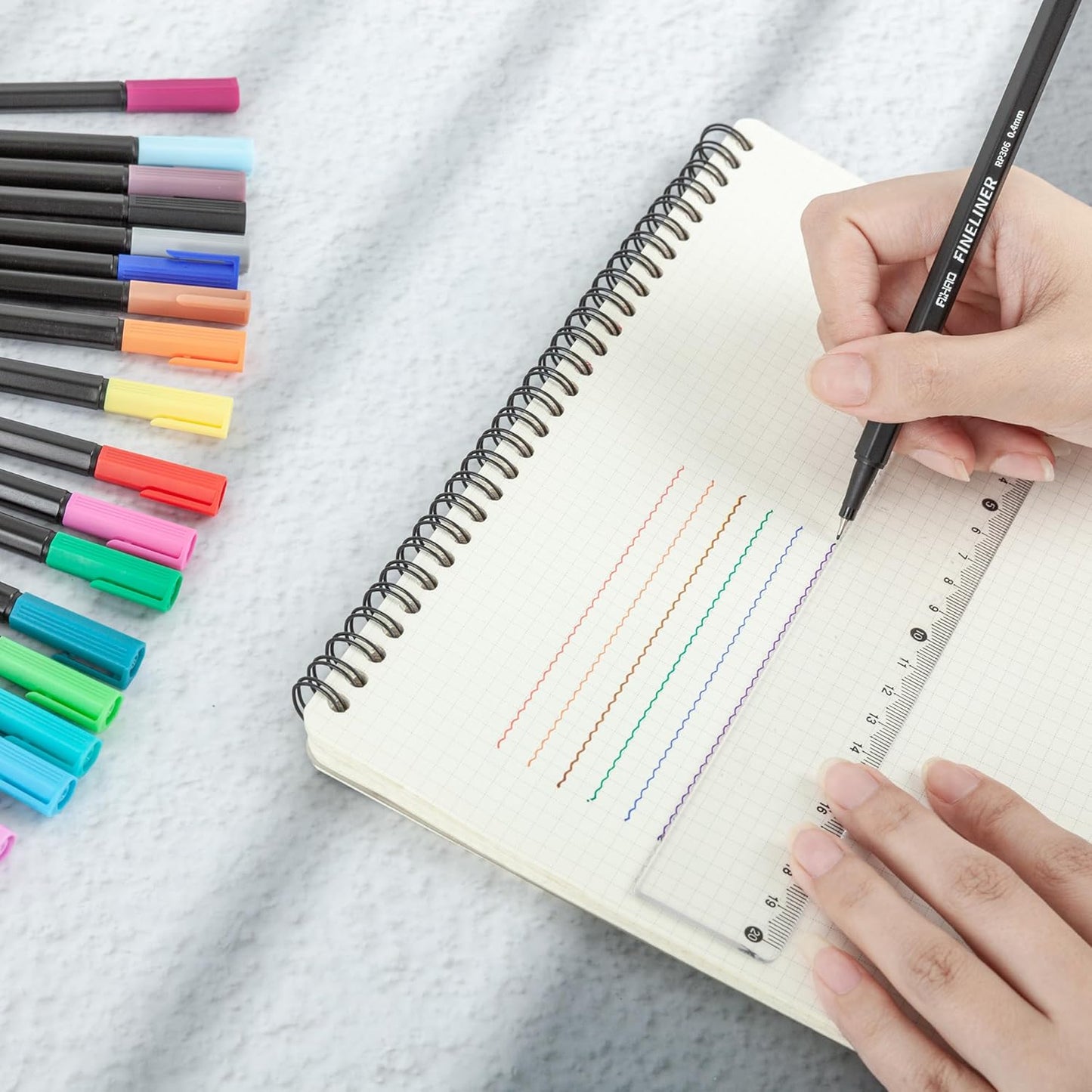 AIHAO Fineliner Pen, Color Pens for Drawing, Calendar, Coloring, Writing, Note Taking, Journaling,18ct Colors Fine Line Porous Fine Point Markers, School Office Teacher Art Supplies