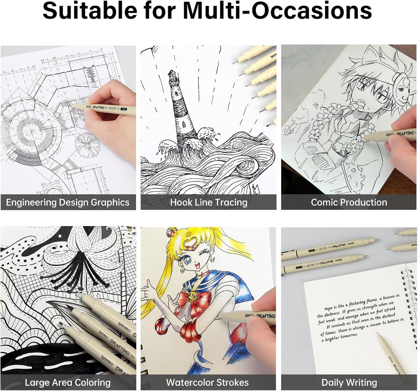 Micron 8 Counts Fineliner Pens - Archival Black Ink Pen - Assorted Points Sizes 0.05mm to 2mm Ultra Fine Tips & Brush Pens for Writing, Drawing, or Bullet Journaling (8 Point Sizes)