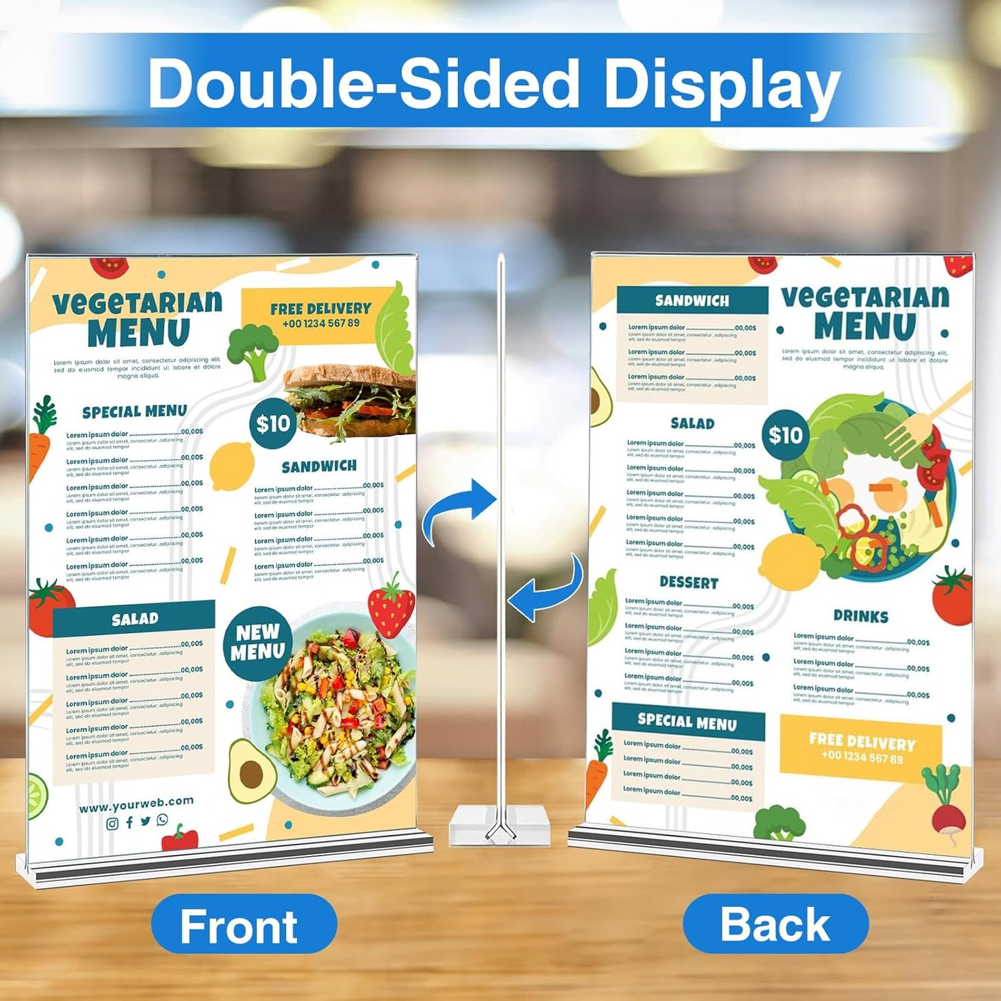 Daofary 12 Pack Acrylic Sign Holder 4 x 6, Double-Sided Stand up Table Top Sign Holders, Clear Acrylic Picture Frame Menu Flyer Paper Holder Display Stand for Office Business Store Wedding Party