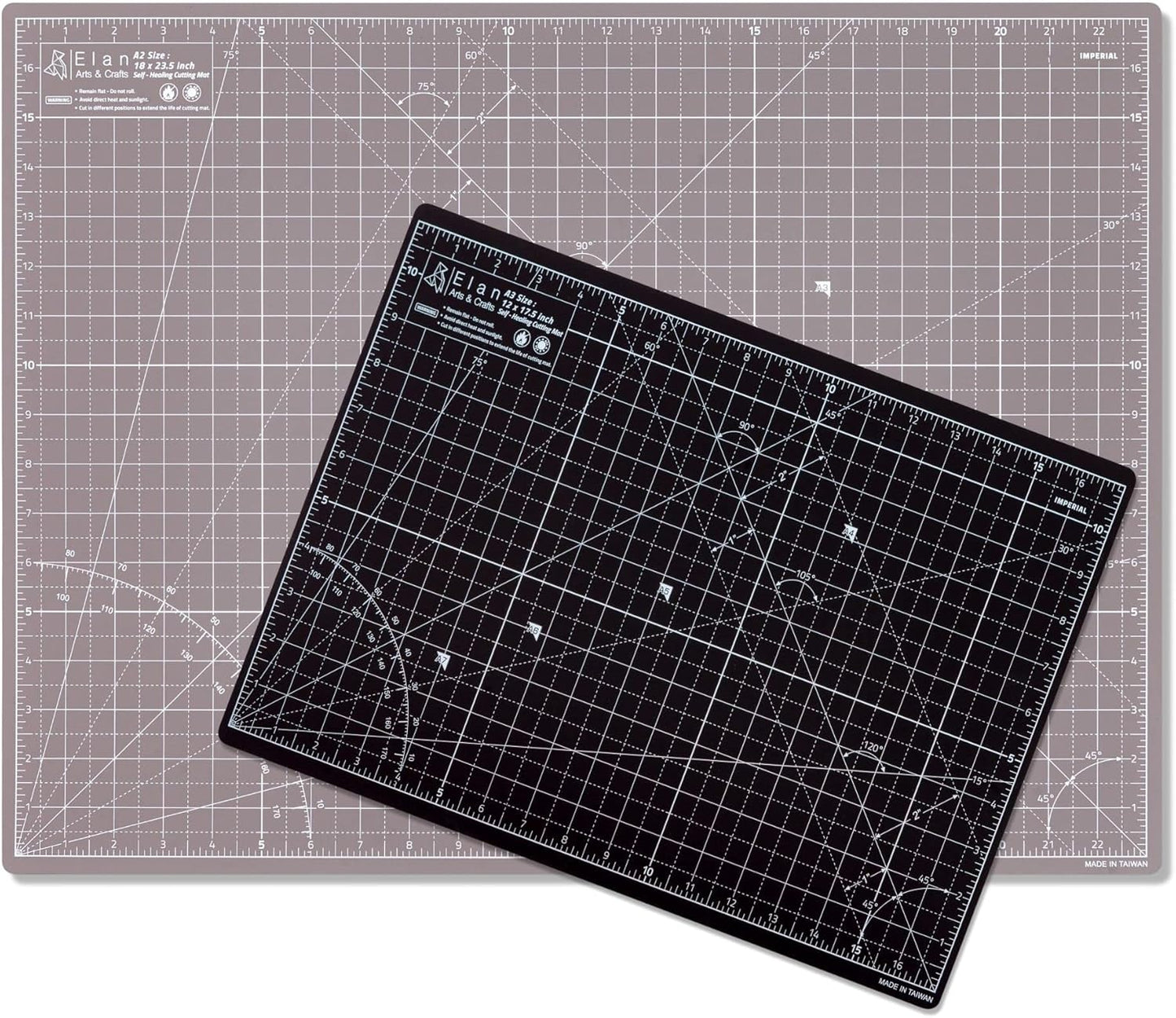 Elan Cutting Mat A2 Black & Taupe, Self Healing Cutting Mat 18x24 Inch, 5-Ply Craft Board Black, Hobby Board for Crafts 18x24 Inch