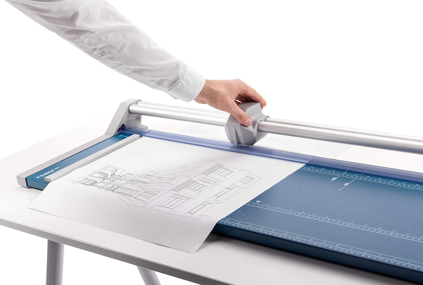 Dahle 556 Professional Rotary Trimmer, 37" Cut Length, 14 Sheet Capacity, Self-Sharpening, Dual Guide Bar, Automatic Clamp, German Engineered Paper Cutter