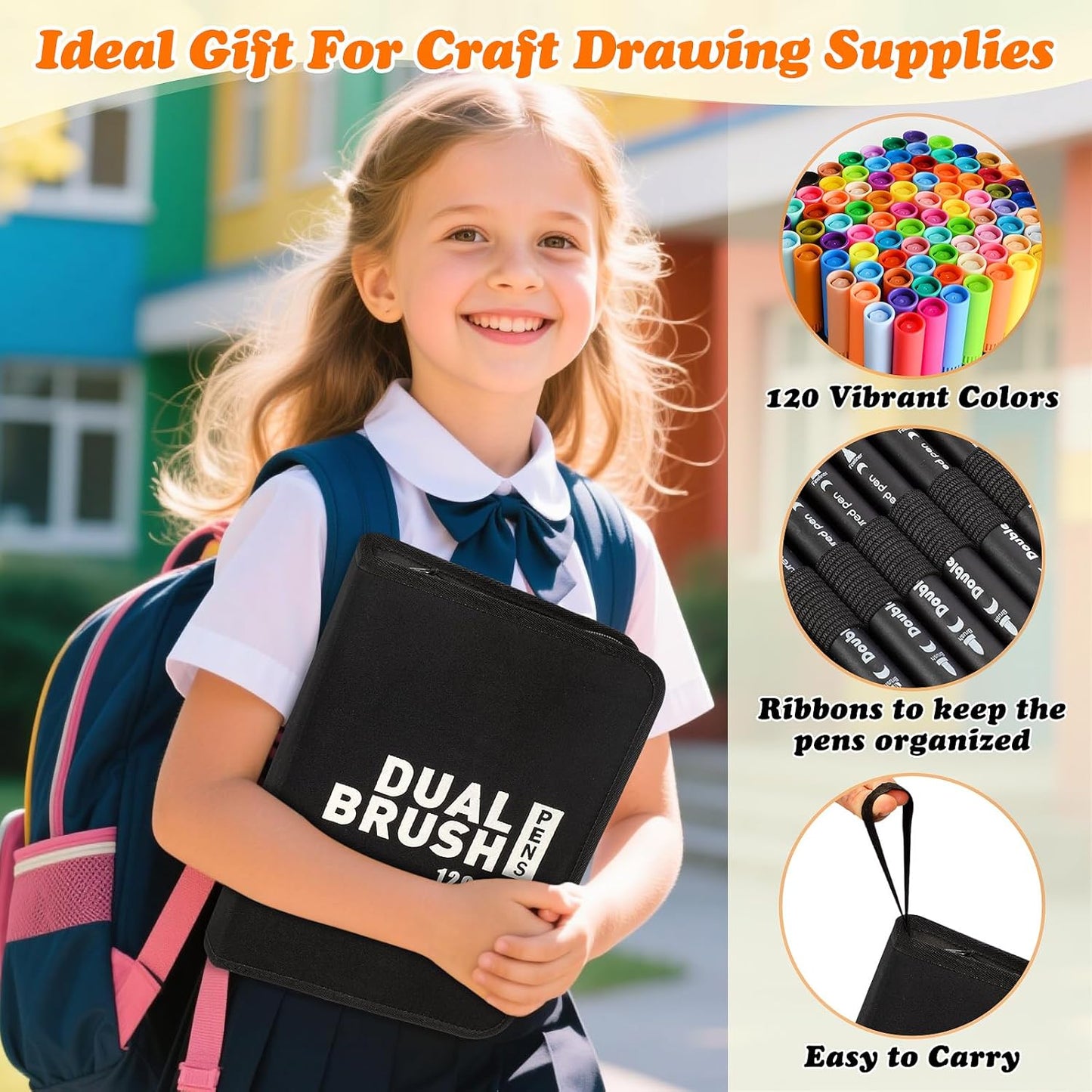 120 Colors Dual Tip Art Markers Pen for Adult Coloring Books No Bleeding, Artists Fine & Brush Tip Drawing Markers Pens for School, Journaling Painting Calligraphy Lettering Supplies for Adults Kids