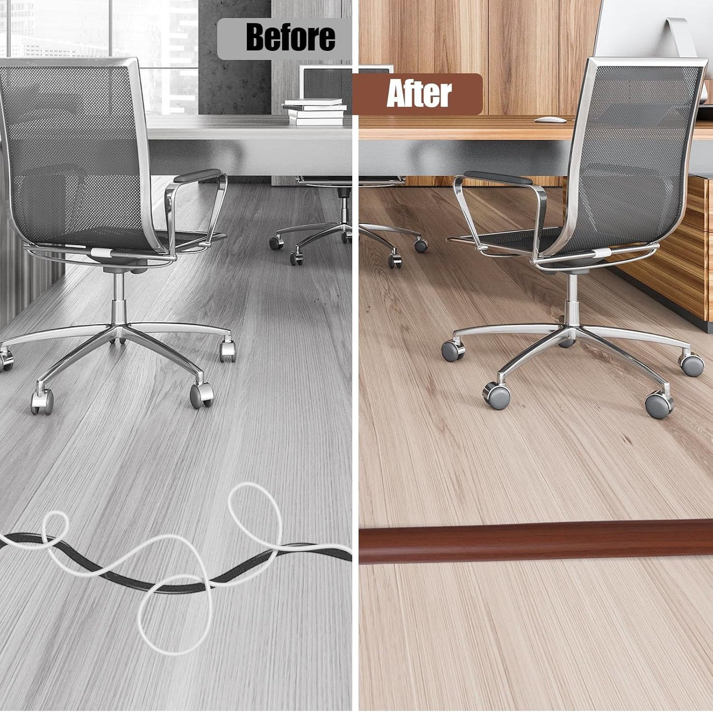 Floor Cord Cover Self Adhesive Cord Hider,10FT Cable Management, Extension Strip Protector for Wires, Prevent Cable Trips for Offices, Gyms, Exhibitions Cavity:0.39"(W) x 0.27"(H) Wood Red Teak