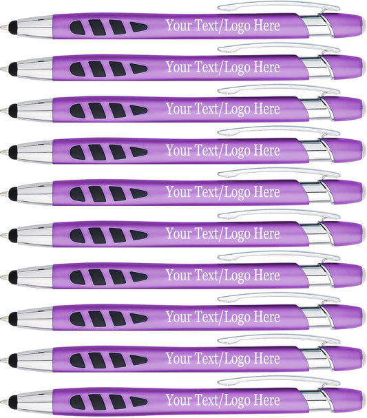 Personalized with Your Custom Logo or Text Pens-300 Pack Bulk-for Businesses, Parties, and Events, 2 in 1 Capacitive Stylus & Ballpoint Pen Compatible with Most Touchscreen Devices, Purple